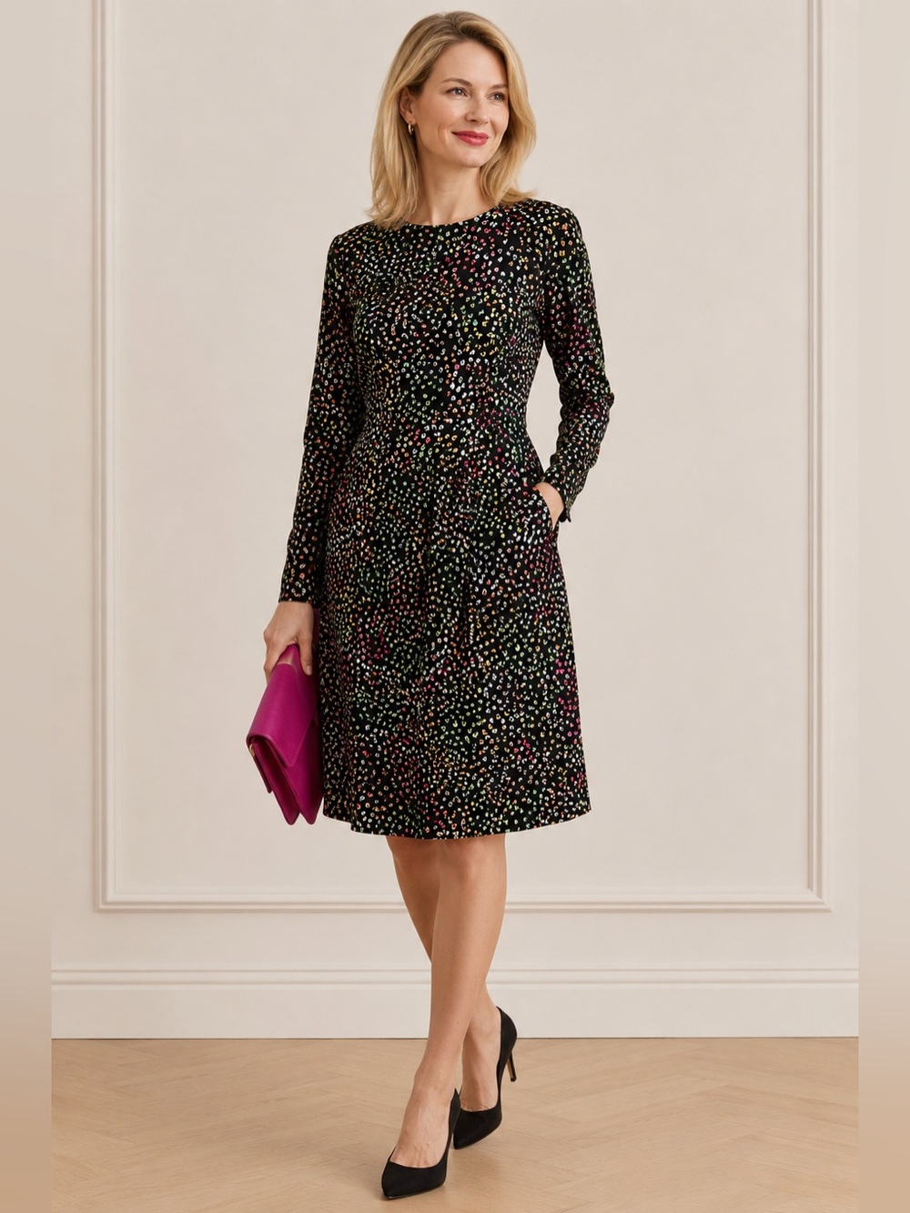 Tabitha Webb Long Sleeve Printed Dress Size 12